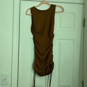 BTFBM brown tank dress with tightening strings
